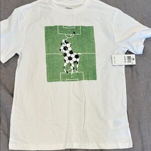 Polo Ralph Lauren White Soccer Graphic Tee Boys size M